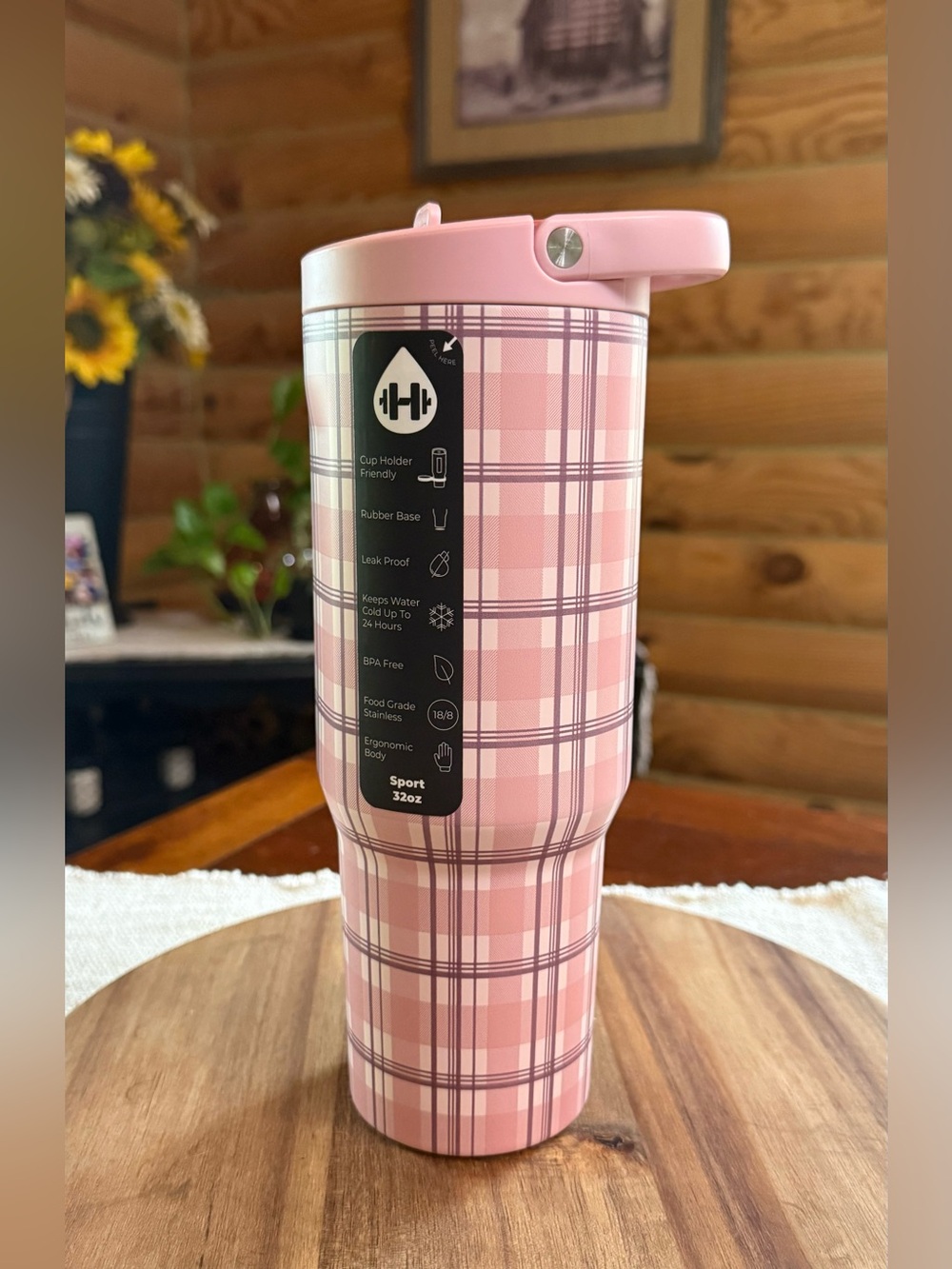 PILLOW TALK PLAID 32oz HydroJug Sport Water Bottle • LEAKPROOF